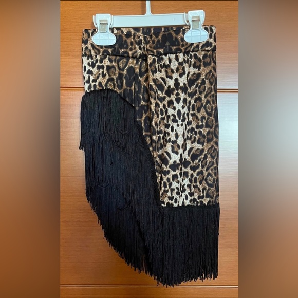 Dance Leopard Skirt With Black Tassle 7-9 Years Old - Picture 3 of 4